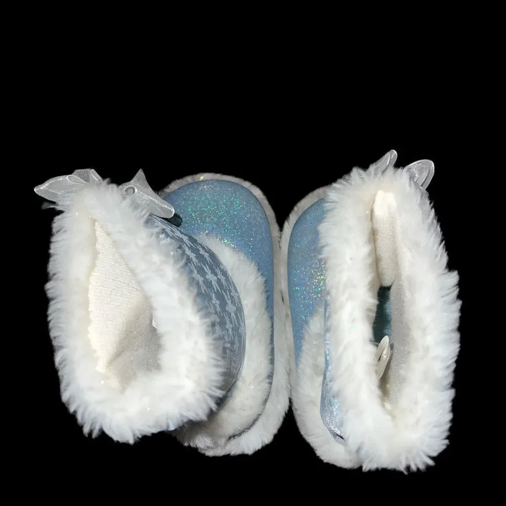 Disney Frozen slippers in blue with faux‎ fur lining girl’s size 7/8